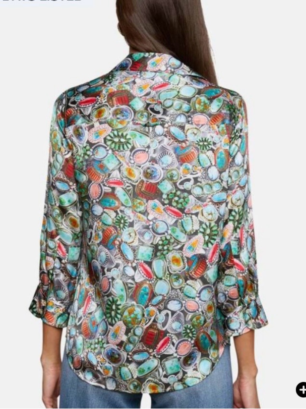 L'AGENCE Multicolor Gemstone Print Silk Button-Down - Picture 2 of 2